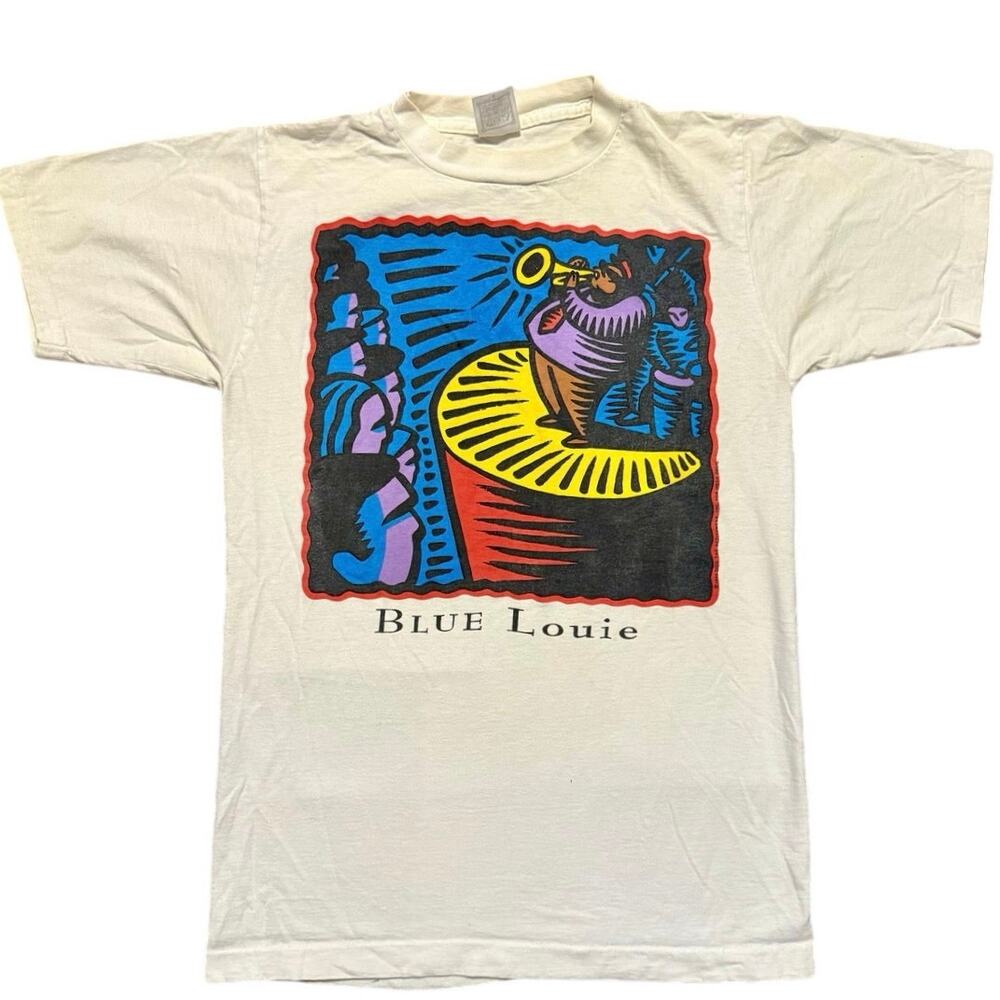Vintage 90s FRIENDS TV Show Chandler Bing Blue Louie Single Stitch Shirt Medium